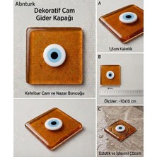 Abnturk Nazar Boncuklu Turuncu Renk Cam Gider Kapağı Koku Böcek Önleyici Dekoratif Gider Kapağı Süsü 10X10CM 1,5cm Kalınlık