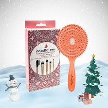 Zemira Professional Yılbaşı Paketi Üç Boyutlu Saç Fırçası Turuncu Göz Makyaj 5' Li Fırça Seti
