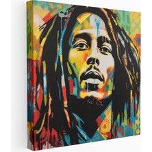 Popcas Reggae Müzisyeni Temalı Pop Art Koleksiyonu Canlı Desenler ile Modern Kanvas Duvar Tablosu