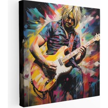 Popcas Kurt Cobain Gitar Abstrakt Müzik Motifli Duvar Tablosu