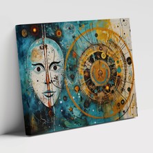 Popcas Modern Sanat Burçlar Abstrakt Fırça Darbeleri ile Yapılan Kanvas Tablo