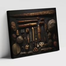 Popcasso Orta Taş Devri Arkeolojik Koleksiyon Modern Sanat Temalı Kanvas Tablo