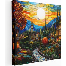 Popcasso Parıldayan Köy Modern Sanat Temalı Duvar Tablosu
