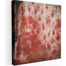Popcas Kırmızı Hint El Izi Modern Sanat Temalı Dekoratif Kanvas Tablo