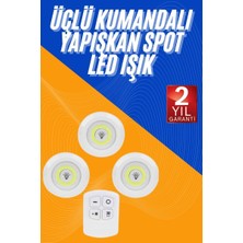 Ankaverse Dolap Işığı Mutfak Rafı Işığı Uzaktan Kumandalı 3 Lü Spot LED Lamba