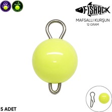 Fishack Mafsallı Kurşun - Hareketli Iğne Kurşunu - Uv Yeşil - 5'li Paket - 12 Gram