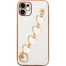 Ankaverse Ally iPhone 12 6.1inç Kılıf Kalp Bileklik Tutuculu Lüx Silikon Askılı KILIF-(5775)