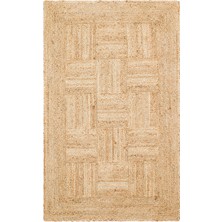 Natura NT06 Sepet Örgü Desenli Jüt El Dokuma Bej Modern Halı