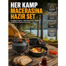 tp Buğz Kamp Mutfak Seti Alüminyum Çaydanlık Tencere Tava Hafif ve Taşınabilir Tasarım
