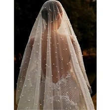 BBA Tulle Store Incili Kumaş , En 1,5m Boy: 2cm Incili Gelin ,gelin Inci Kumaş Beyaz Renk Incili Duvak Kumaşı