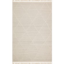 Loft LF02 Geometrik Desenli Bej Modern Salon Halısı Hav Toz Vermez