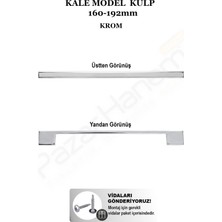 Pazarhanem Kale Model Lüks Metal Mobilya Kulpu (160 mm / 192 Mm) – 2 Adet Çekmece ve Dolap Kulpu + Vida Hediyeli