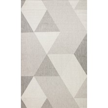 Mona MN03 Geometrik Desenli Gri Modern Salon Halısı Hav Toz Vermez Kaymaz Tabanlı