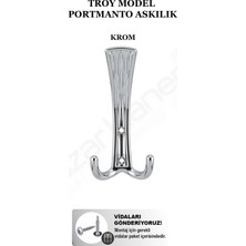 Pazarhanem Troy Model Krom Portmanto Askısı - Portmanto ve Duvar Askılığı (Montaj Vidaları Hediye)