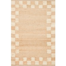 Natura NT13 Beyaz Dama Desenli Jüt El Dokuma Bej Modern Halı