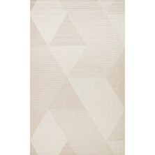 Mona MN03 Geometrik Desenli Bej Modern Salon Halısı Hav Toz Vermez Kaymaz Tabanlı