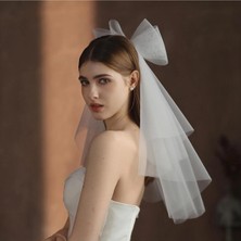 BBA Tulle Store Sert Fiyonk Gelin Duvak Çift Katlı Nikah Duvak Düğün Duvağı,parti Duvak,mezuniyet Duvağı Kırık Beyaz