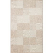 Mona MN01 Geometrik Örgü Desenli Bej Modern Salon Halısı Hav Toz Vermez Kaymaz Tabanlı