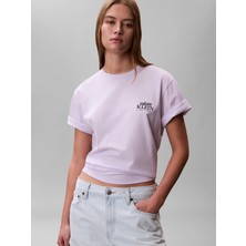 Calvin Klein Kadın / Kız Mor Calvin Klein Ss Boxy Graphıc T-Sh, 3oq, Xxs Mor Kadın T-Shirt