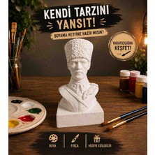 Generic Atatürk Büstü Ve Boyama Seti - Fırça Ve Akrilik Boya Dahil Hobi Seti (16cm)