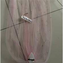 Tulle Store Boncuklu Duvak,kına Duvak Gelin Duvağı,gelinlik Aksesuarı Nikah ,incili Gelin Duvak 1,5 mt Tokalı