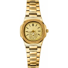Aybars Erkek Kol Saati Çift Renk, Çelik Gold Kordon, Gold Kadran Quartz Analog Bilek Saati