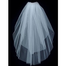 Tulle Store 1mt Incili Duvak Oval Kesim Gelin,duvak,gelinlik Aksesuar,vualet,nikah Aksesuari,