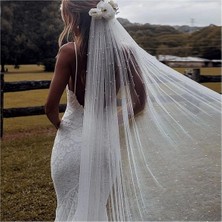Tulle Store 2mt Duvak,,gelin Duvağı Arka Duvak Tek Katlı Duvak Incili Duvak,inci Kumaşlı Duvak En 1,5 Boy