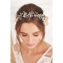 Tulle Store Gelin Saç Aksesuarı Gelin Tacı Incili Gelin Tacı Kristal Gelin Saçı Aksesuarı