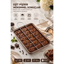Syn Aksesuar 18 Bölmeli Paslanmaz Çelik Brownie Kek Kalıbı – Çıkarılabilir Bölmeli Yapışmaz Fırın Tepsisi