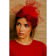 BBA Tulle Store Kırmızı Ikah Şapkası,vualet,nikah Kep Gelin Şapkası Vualet,yılbaşı Mezuniyet Şapka Yılbalı Şapkası