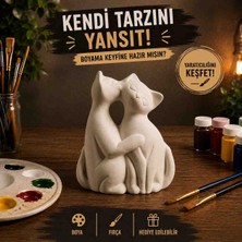 Generic Lüks Kedi Figürlü Alçı Biblo - Masa ve Raf Üstü Minimalist Heykel Obje ( 30 cm )