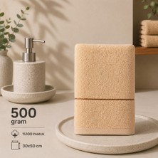 %100 Pamuk 30X50 Pirinç Desen Bej El Havlusu 500 Gram
