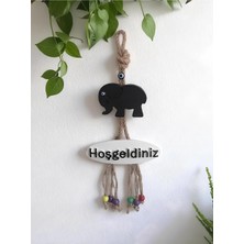 Grimsi Siyah Fil Dekoratif Hoşgeldiniz Kapı Duvar Süsü