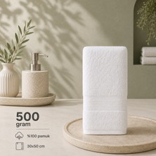 %100 Pamuk 30X50 Fitilli Beyaz El Havlusu 500 Gram