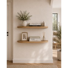 Laviento Home 2'li Yarım Ay Duvar Rafı Salon, Yatak Odası, Antre, Hol Dekorasyon 60 cm Uzunluk Çam Duvar Rafı