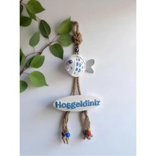 Grimsi Beyaz Balık Dekoratif Hoşgeldiniz Kapı Duvar Süsü
