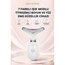 Deyhome 7 LED Işıklı Ems Yüz ve Boyun Masaj Aleti Isıtmalı Titreşimli Şarjlı Cilt Bakım Cihazı
