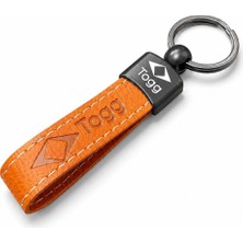 Stilix Garage Togg Uyumlu Anahtarlık Logolu Metal Halkalı Oto Araç Anahtarlığı Kahverengi Deri
