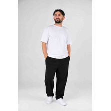 Tugia Tugıa Oversize Beyaz Tişört & Baggy Siyah Eşofman Altı Erkek Kombin Takımı
