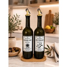 Trend Home Life Yağdanlık Seti 2 Li 750 ml Cam Şişe Ayçiçek Yağı Zeytinyağı Stand Yoktur