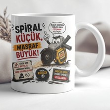 Ajans 313 AJANS313 Spiral Küçük Masraf Büyük Usta Baskılı Seramik Kupa