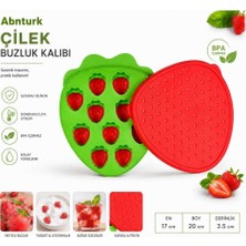 Abnturk Silikon Yapışmaz Kapaklı Çilek Buzluk-Bas Parmak Buz Kalıbı