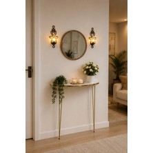 Laviento Home 80X18 Dresuar Antre Hol Dekorasyon Ürünleri Altın Model Beyaz Gold Yarım Ay One Size