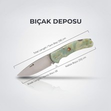 Bıçak Deposu Şahinbey Özel Seri Katlanır Çakı - Yeşil Sedef Desenli Kabza, 8 cm Namlu, Kamp ve Avcı Çakısı