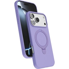 Iphone 17 Pro Max Kılıf Magsafe Şarj Özellikli Standlı Esnek Silikon Samara Kapak