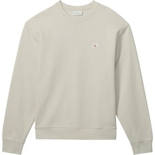 Calvin Klein Erkek Krem Calvin Klein Ls Eu 350TERRY Badge, 2jx, M Krem Erkek Sweatshirt