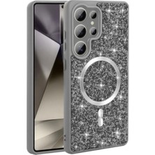 Galaxy S26 Ultra Kılıf Kamera Korumalı Mage Safe Özellikli Pırlanta Tasarımlı Mozaik Kapak