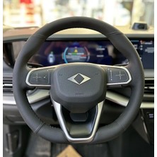 Stilix Garage Togg Araca Özel Dikmeli Direksiyon Kılıfı Nokta Düz Siyah Dikişli