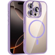 Aesco Joko Apple iPhone 16 Pro Max Remim Lensli Magsafe Standlı Kapak - Lila
